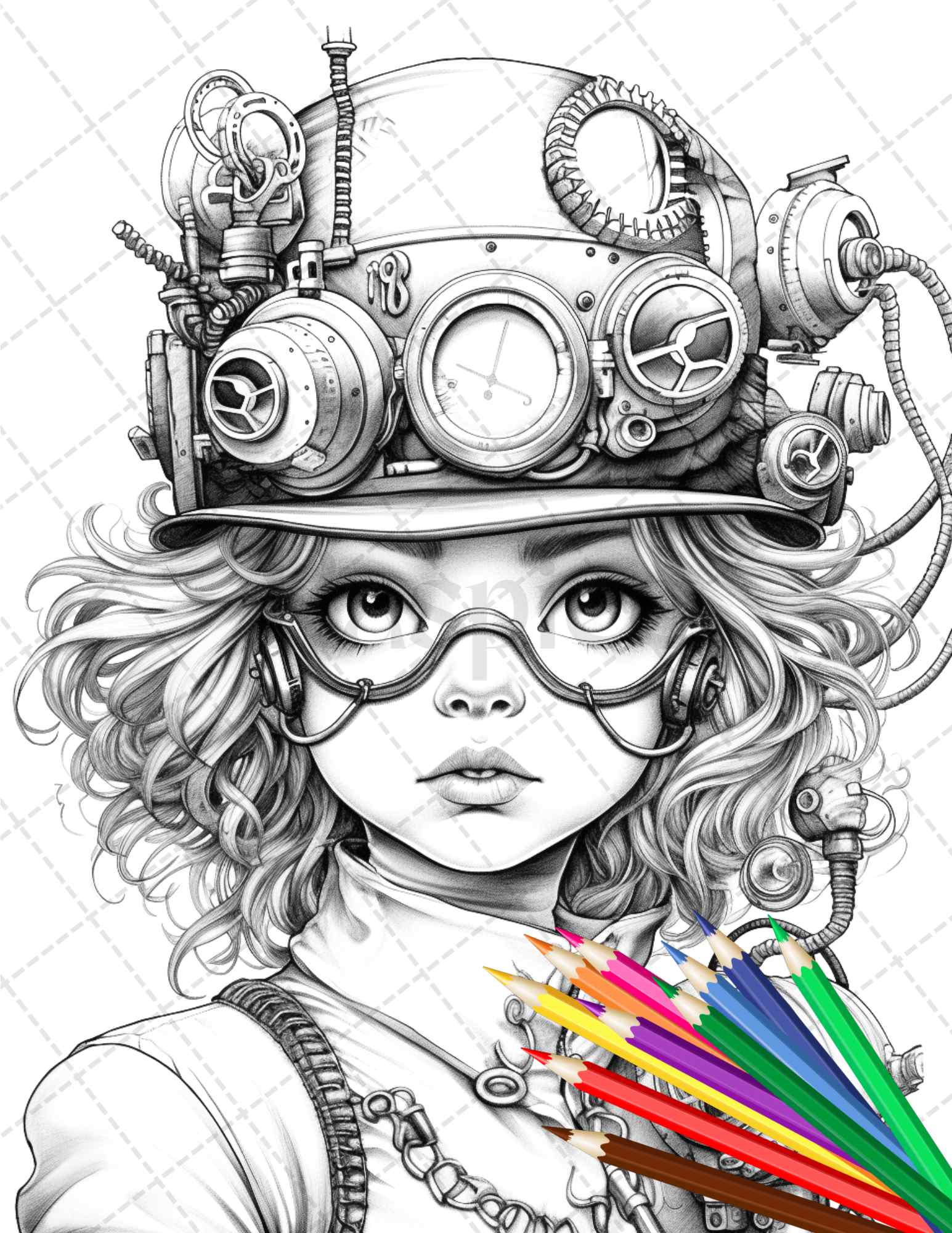 Adorable steampunk girls coloring pages printable for adults grays â coloring