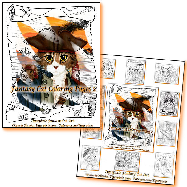 Fantasy cat coloring pages cat colouring book adult coloring pirate cat egyptian cats steampunk cats fantasy cat art