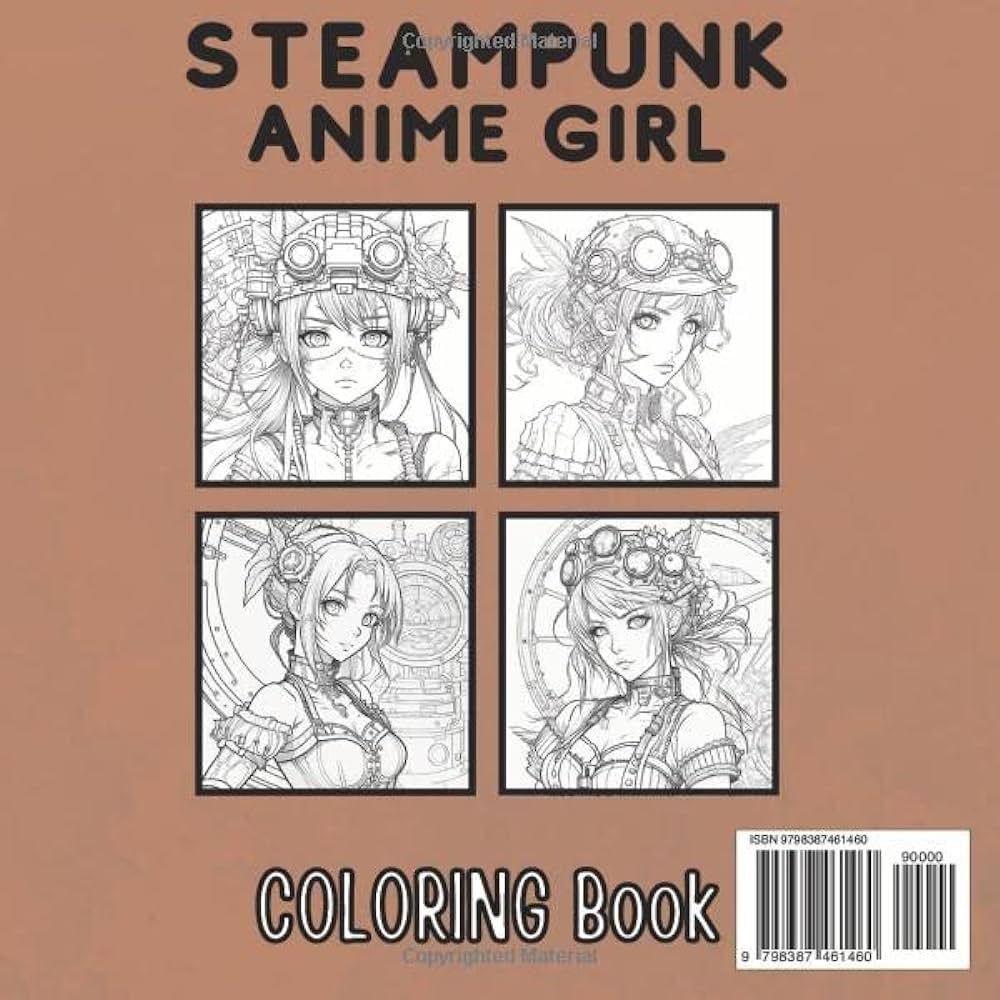 Steampunk anime girl loring book beautiful loring book for adults gift for women and men industrial and gears details stress relief and mind relaxation book renko books