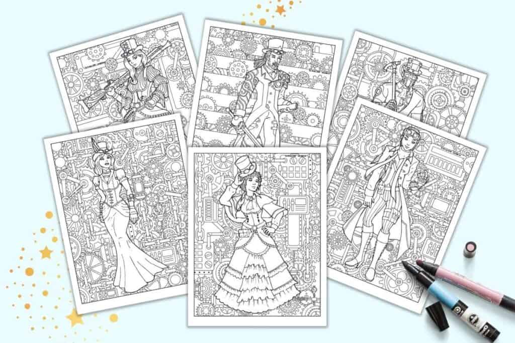 Free printable steampunk coloring pages for adults