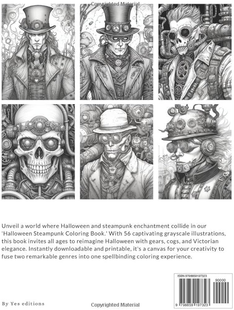 Halloween steampunk coloring book spooky relaxing coloring pages for adults relaxation halloween gifts for teens childrens man women girls and boys yes editions books