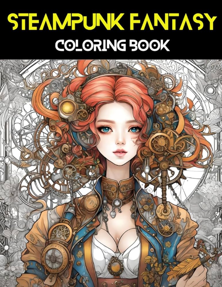 Steampunk fantasy loring book pin up by booker michael