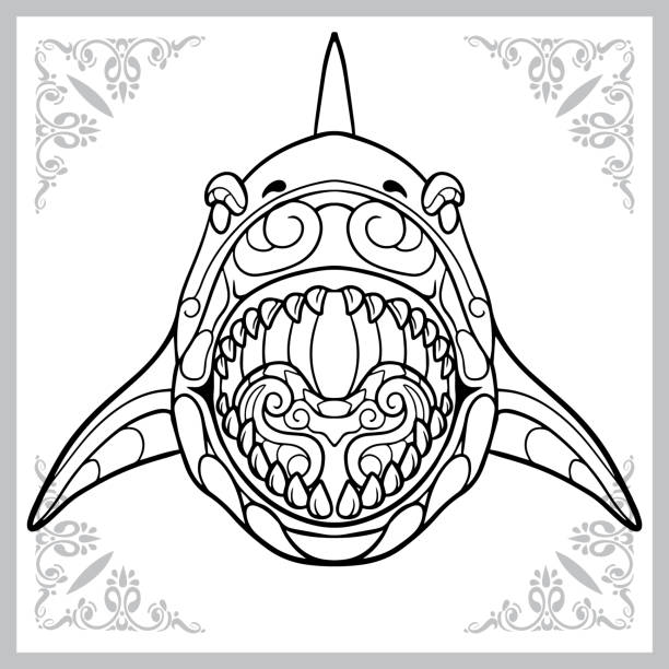 Background of a tribal shark tattoo stock illustrations royalty