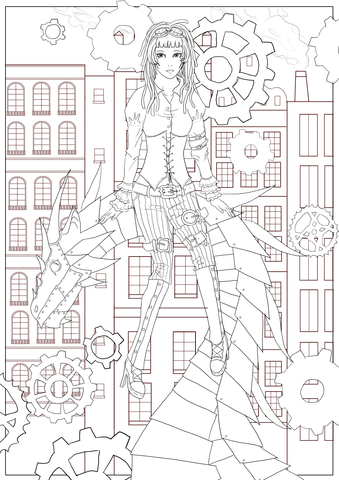 Steampunk dragon coloring page free printable coloring pages