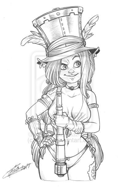 Elfes et fães steampunk coloring adult coloring designs cute drawings