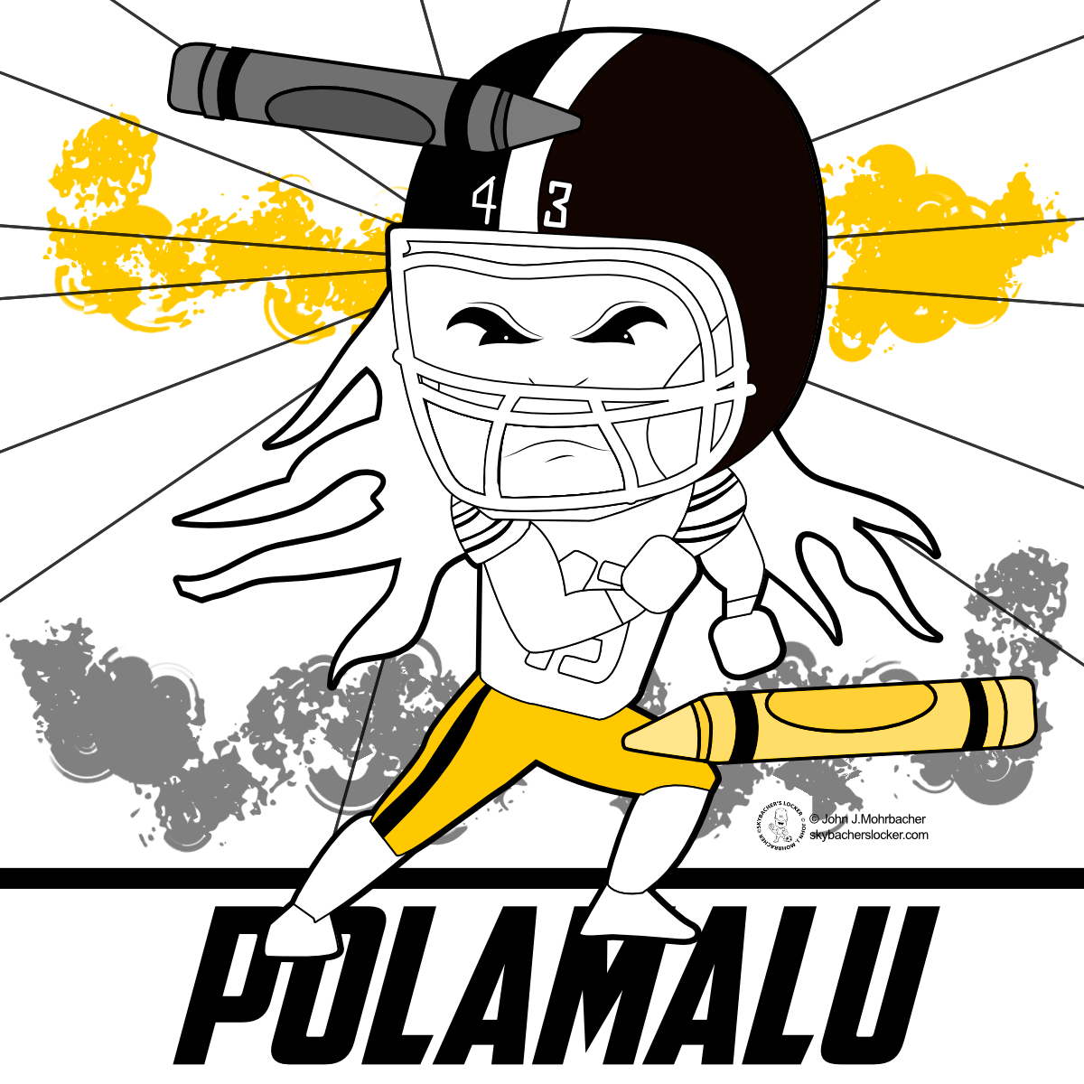 Free steelers polamalu coloring page