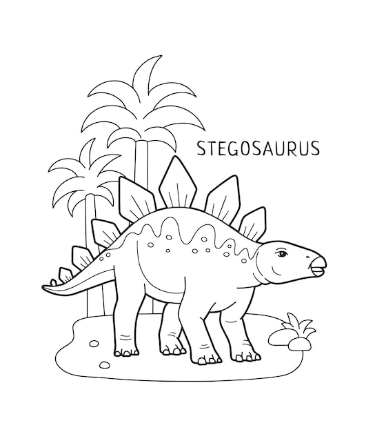 Premium vector stegosaurus dinosaur coloring page for kids