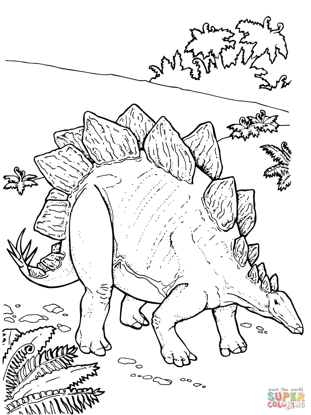 Stegosaurus armored dinosaur coloring page free printable coloring pages