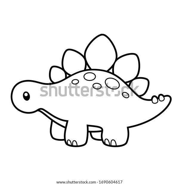 Cute stegosaurus dinosaur coloring page vector stock vector royalty free