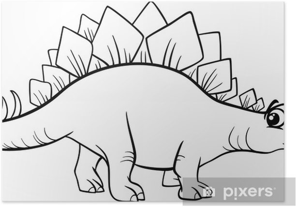 Poster stegosrus dinosr coloring page