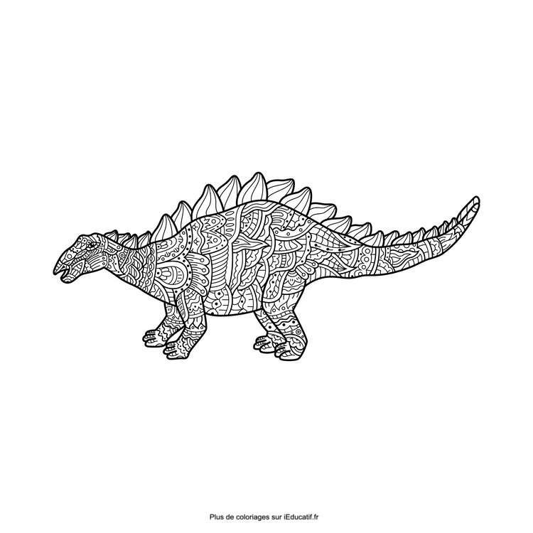 Coloring pages dinosaur mandala stegosorus printable