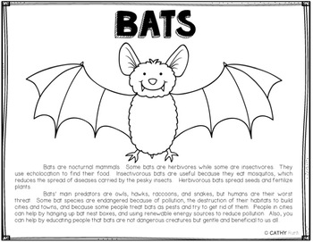 Bats coloring page informational text endangered species by cathy ruth