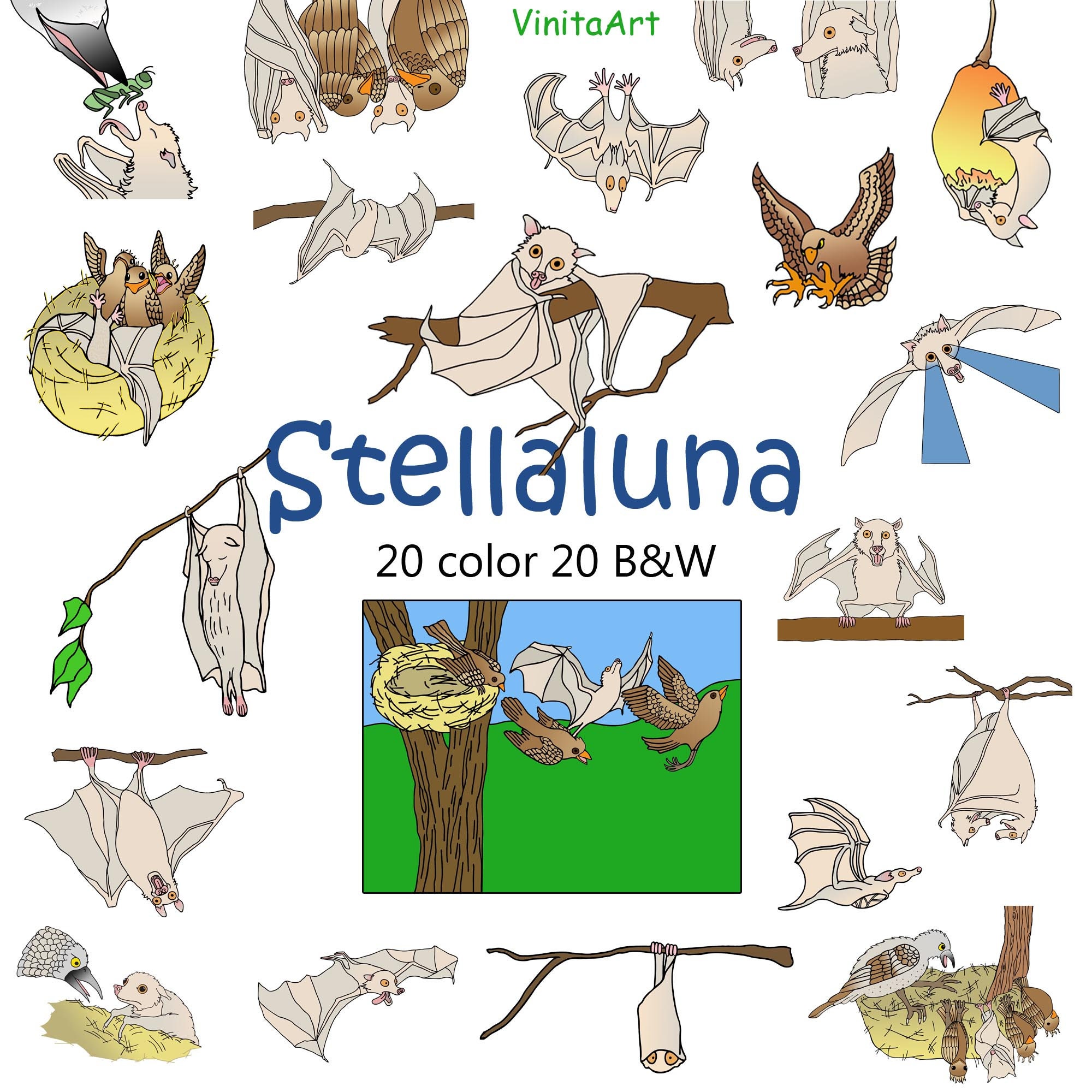 Stellaluna story book clip artstella luna digital printables digital stamps
