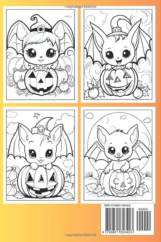 Halloween coloring book for kids cute bats super cute illustrations and easy to color funny bats and pumpkins halloween gifts for kids ages
