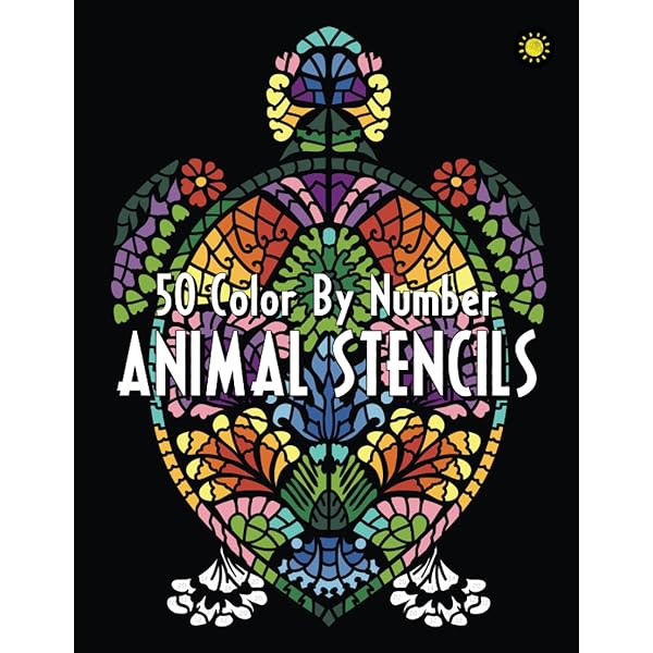 Art animal stencils color by number activity coloring book for adults relaxation and stress relief drawing sunlife color by number mosaic books