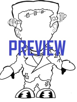 Color frankenstein halloween falloween coloring page missing face template