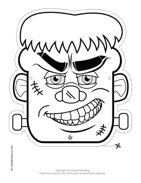 Printable frankenstein monster mask to color mask