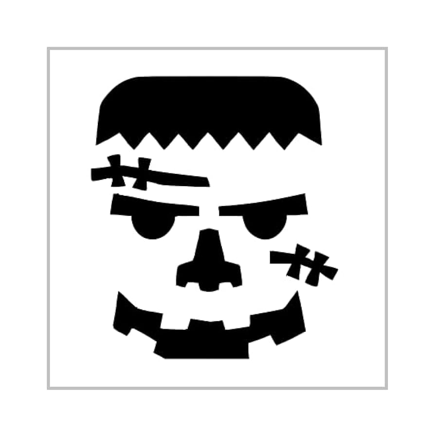Frankenstein stencil inch face halloween design holiday pumpkin carving reusable sheet for diy craft crafting card making cookie cake airbrushing small miniature min handmade products