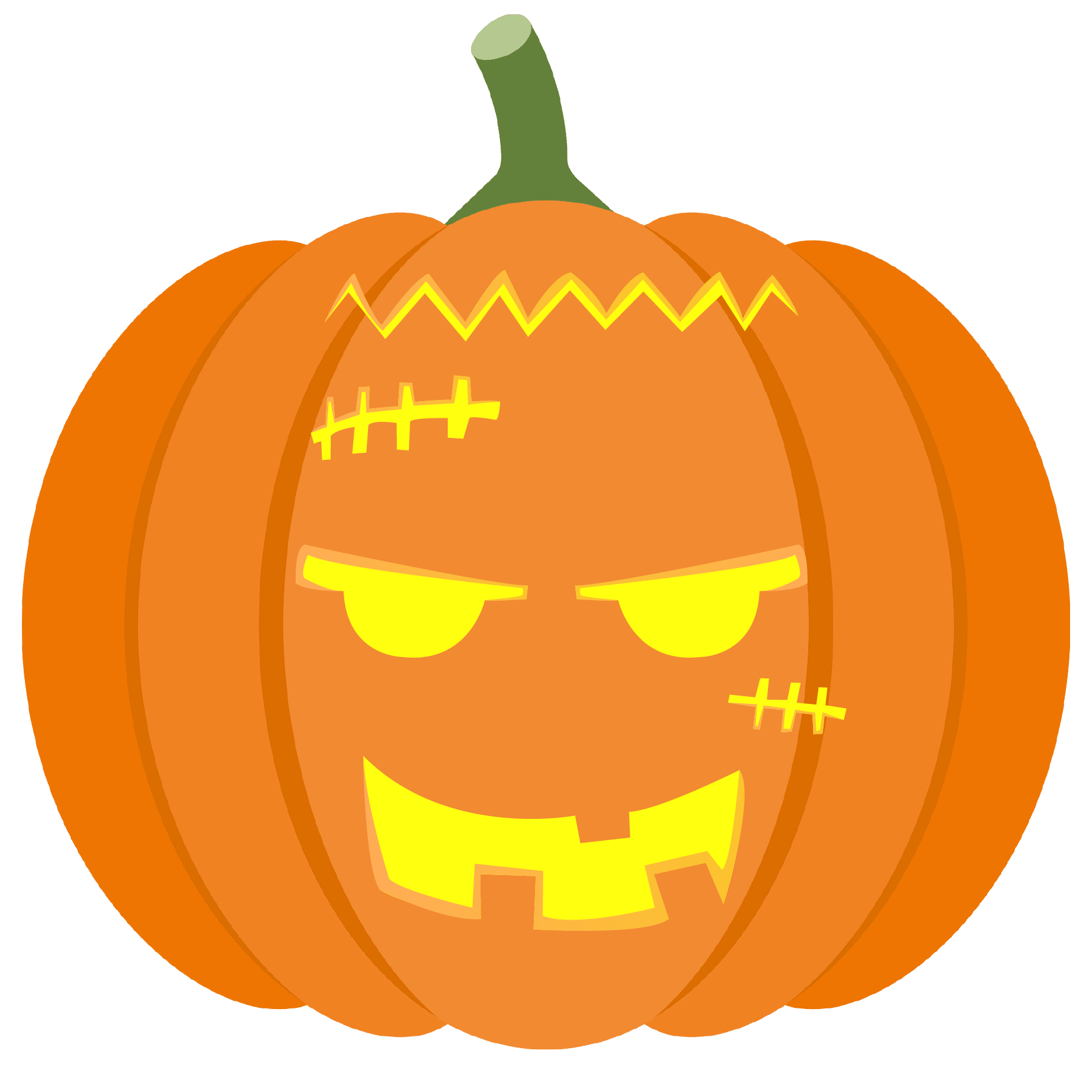 Frankenstein face pumpkin stencil free printable papercraft templates