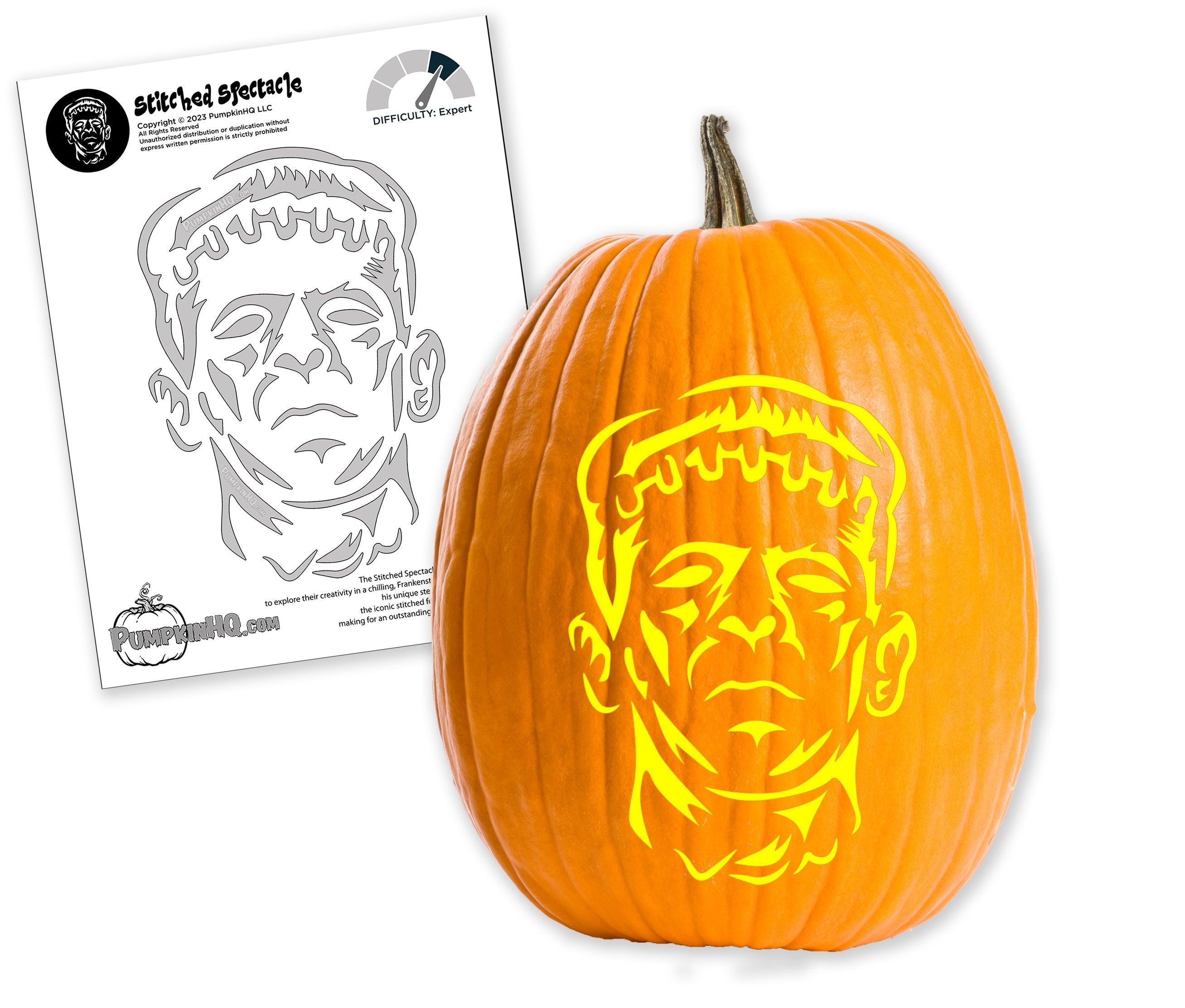 Frankenstein pumpkin carving stencil