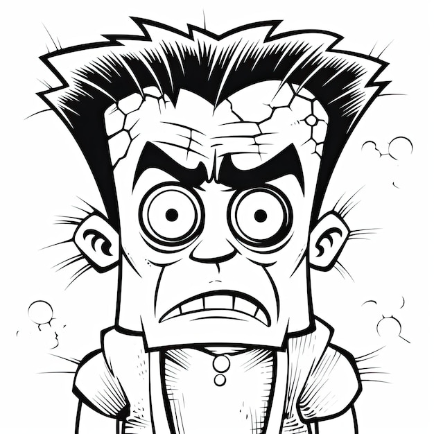 Premium ai image frankenstein zombie simple children coloring page halloween cute white background book isolated