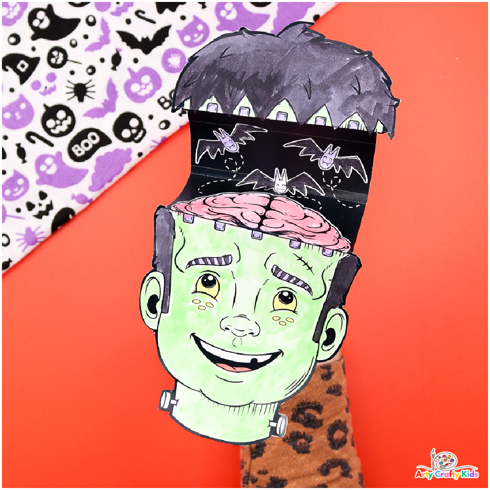 Frankenstein paper hand puppet