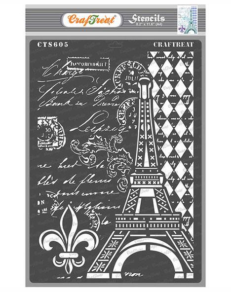 Craftreat eiffel tower script stencil