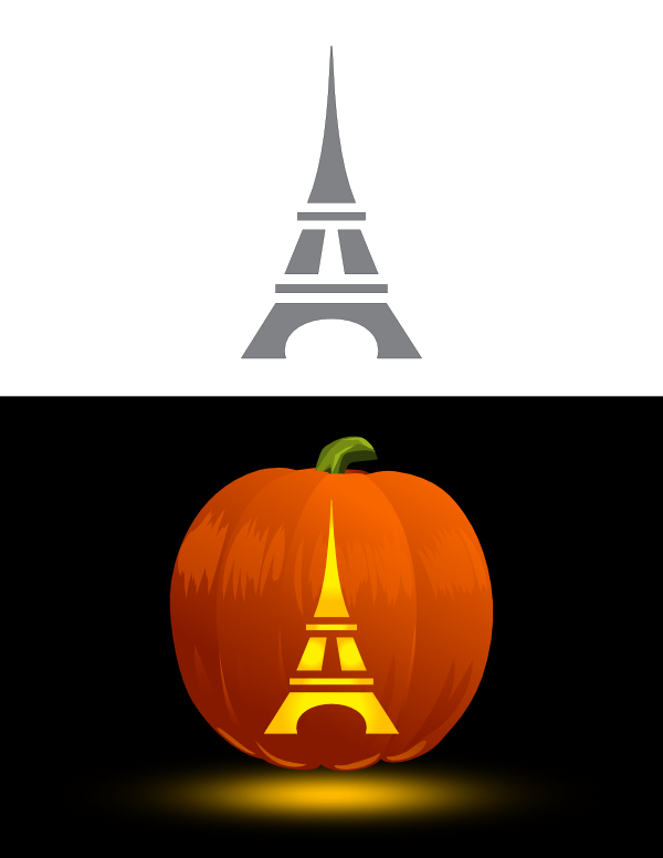 Printable easy eiffel tower pumpkin stencil