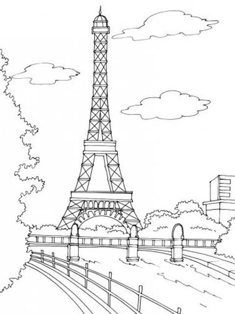 Torre eiffel desenho desenhos para colorir esboão de pintura