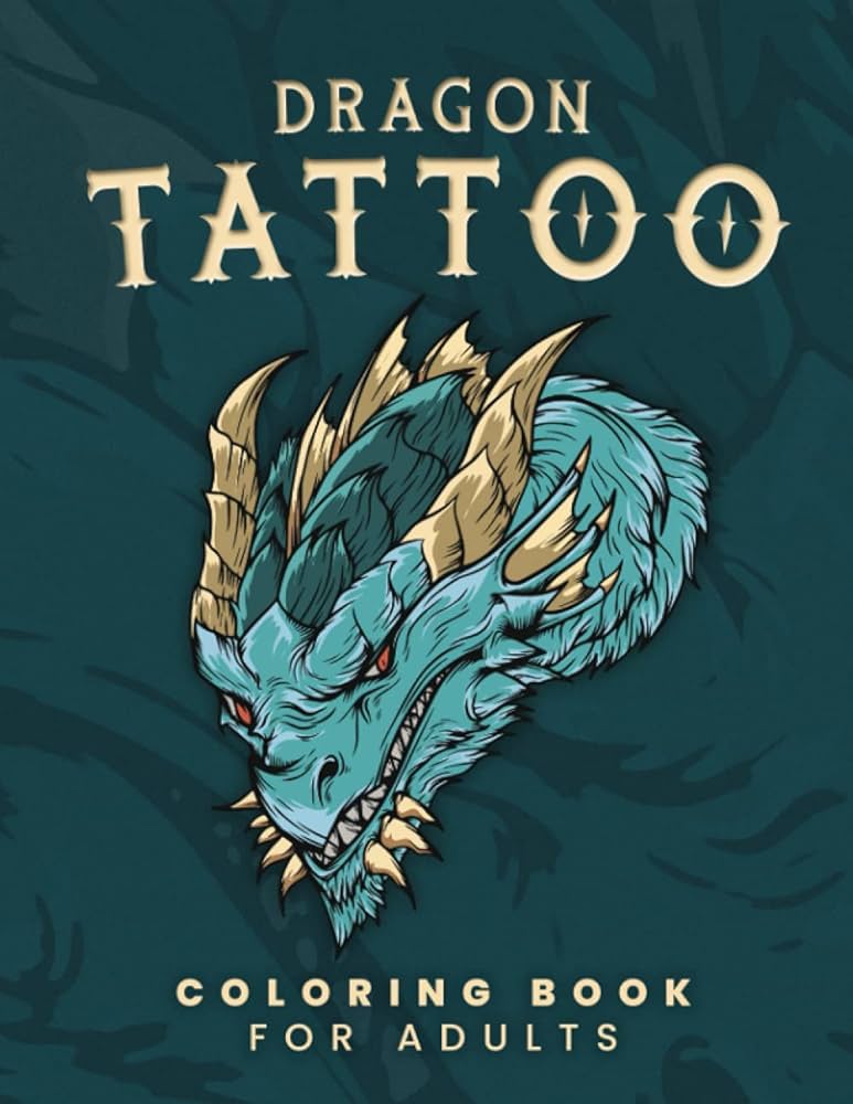 Dragon tattoo coloring book for adults art coloring pages with stencils designs such as dragon