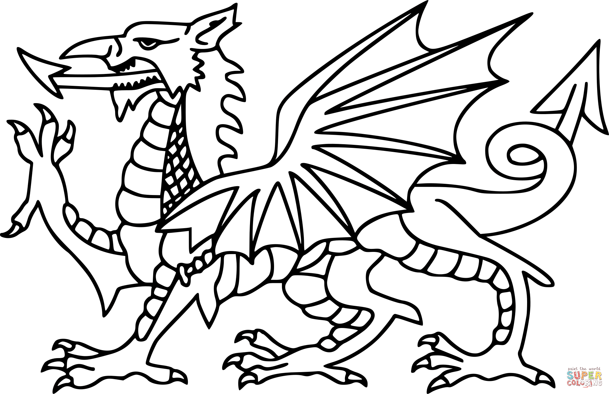 Stylised dragon outline coloring page free printable coloring pages