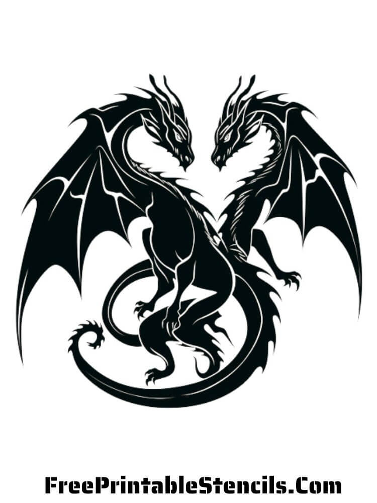 Free printable dragon stencils and silhouettes