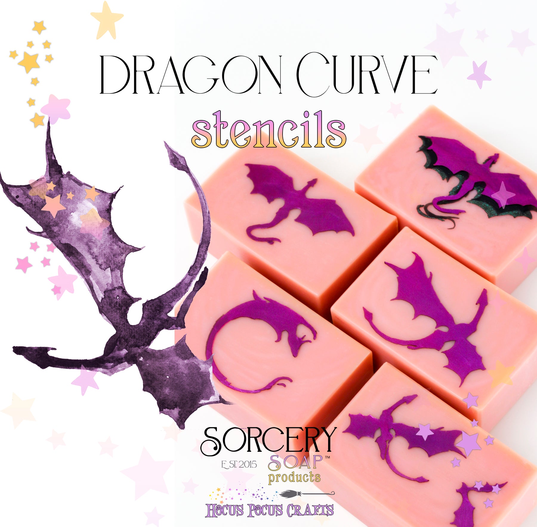 Dragon stencils â sorcery soapsâ