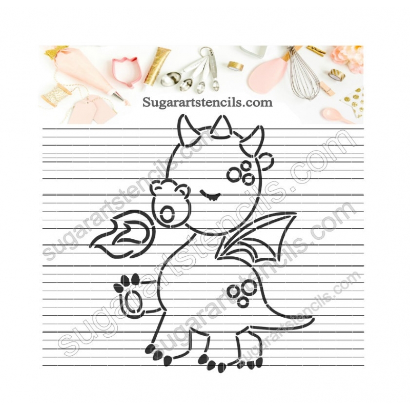 Cute little dragon pyo cookie stencil st