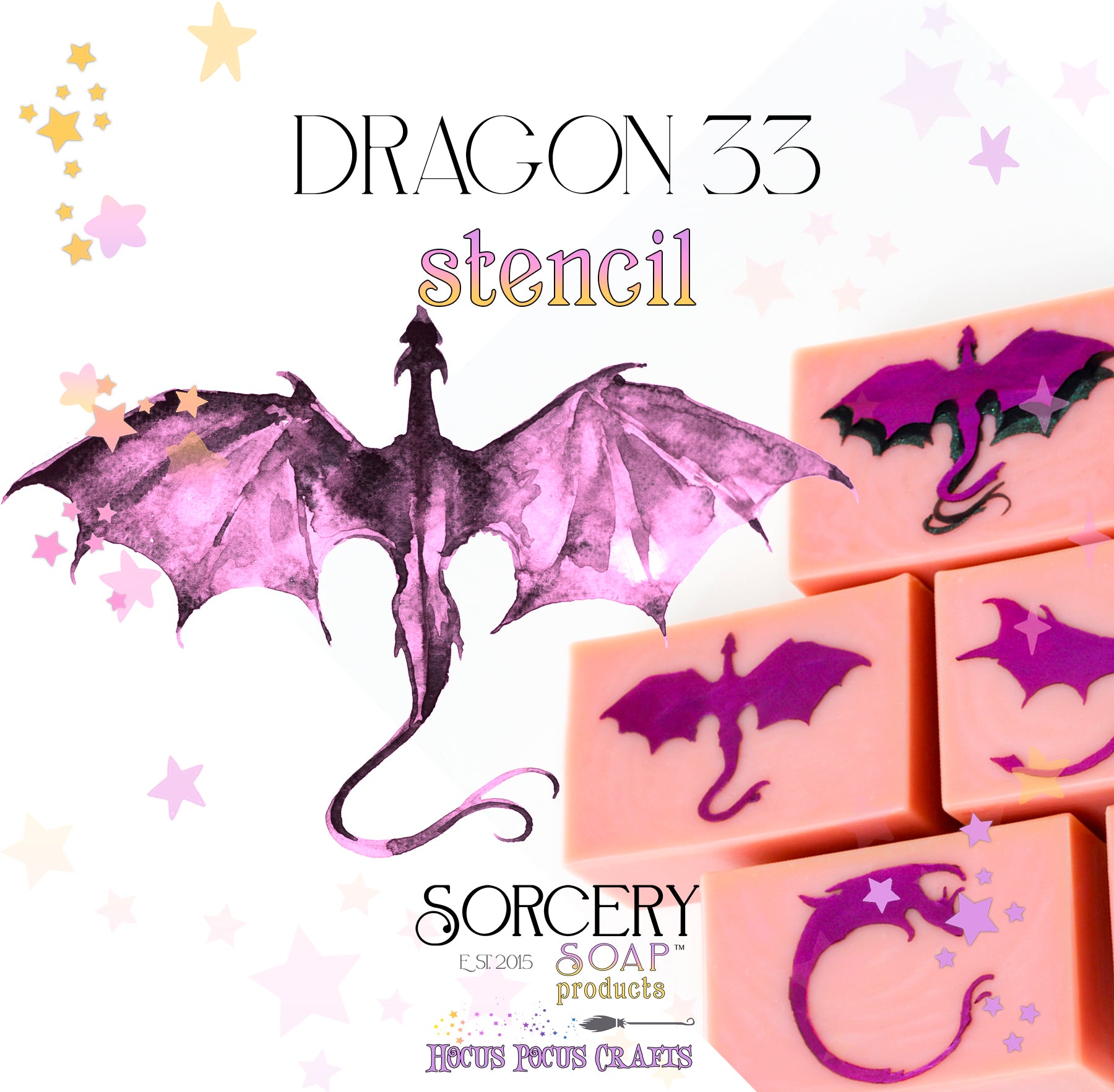 Dragon stencils â sorcery soapsâ