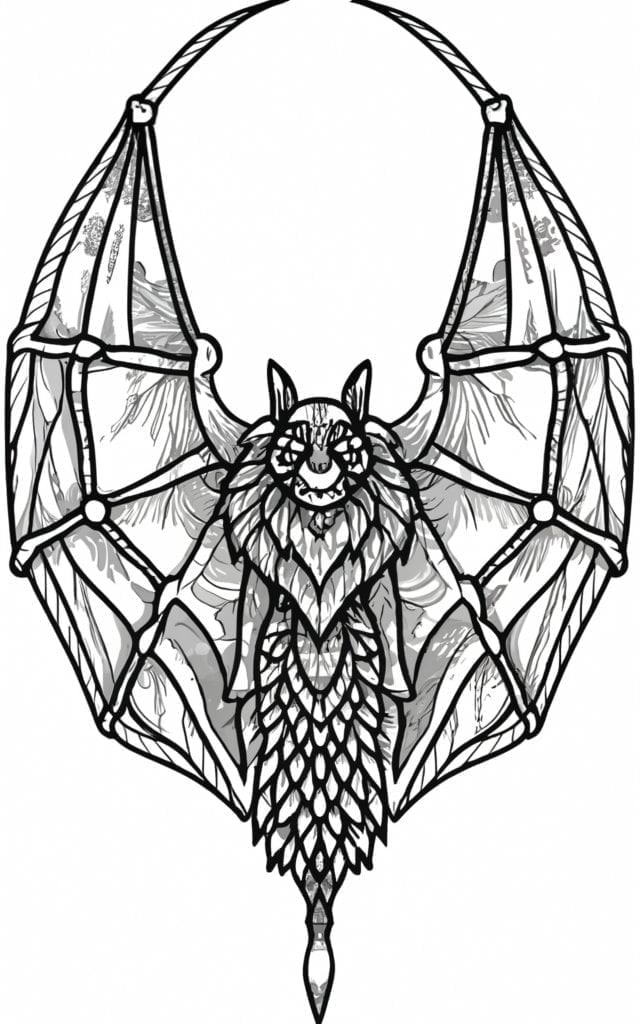 Mandala realistic bat coloring pages