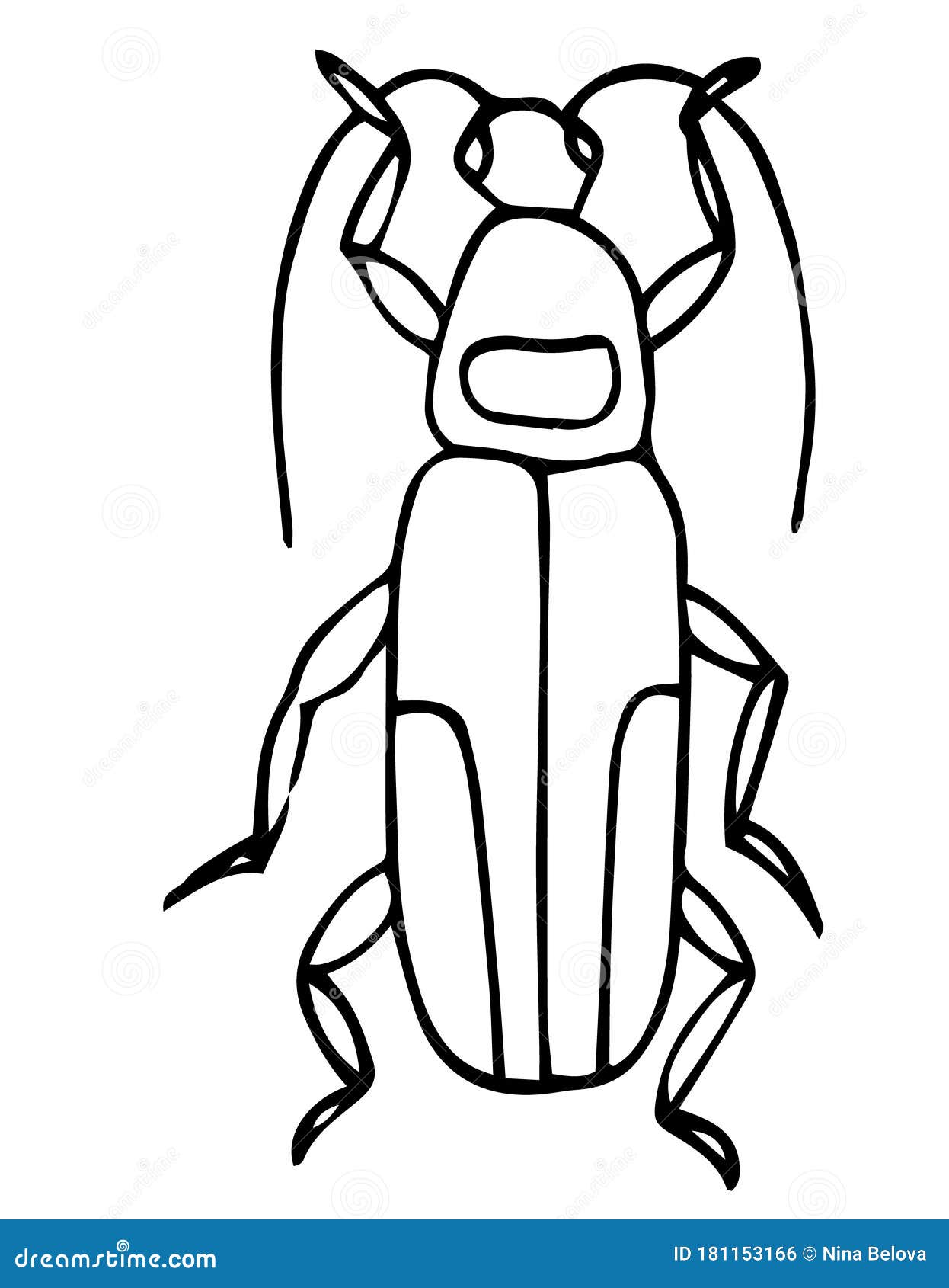 Beetle easy coloring page for kids exotic bug collectionhand drawn doodle style isolated on whiteinsect outline vector icon stock illustration