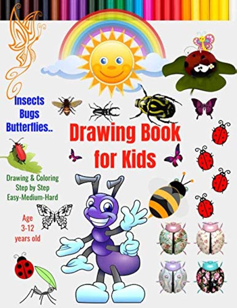 Insect drawing coloring book insect bugs cocs butterfliesthe drawing and coloring book for kids