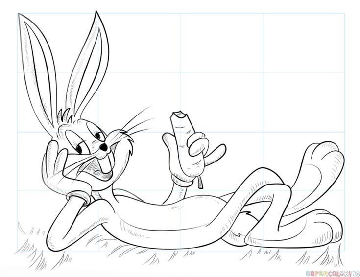 How to draw bugs bunny step by step drawing tutorials for kids and beginners bugs drawing bugs bunny drawing easy cartoon drawings