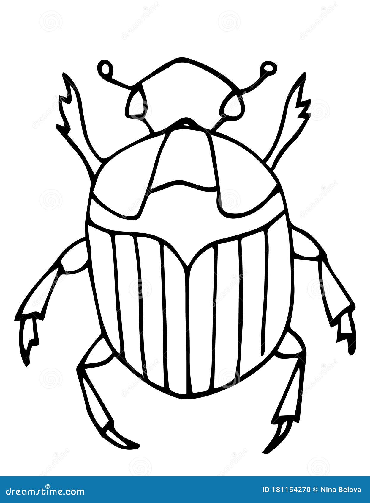 Outline bug vector iconeasy coloring book page for kids insects nature kinder garden hobby stock illustration