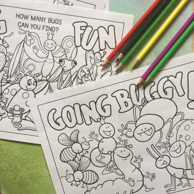 Buggy coloring pages and puzzles