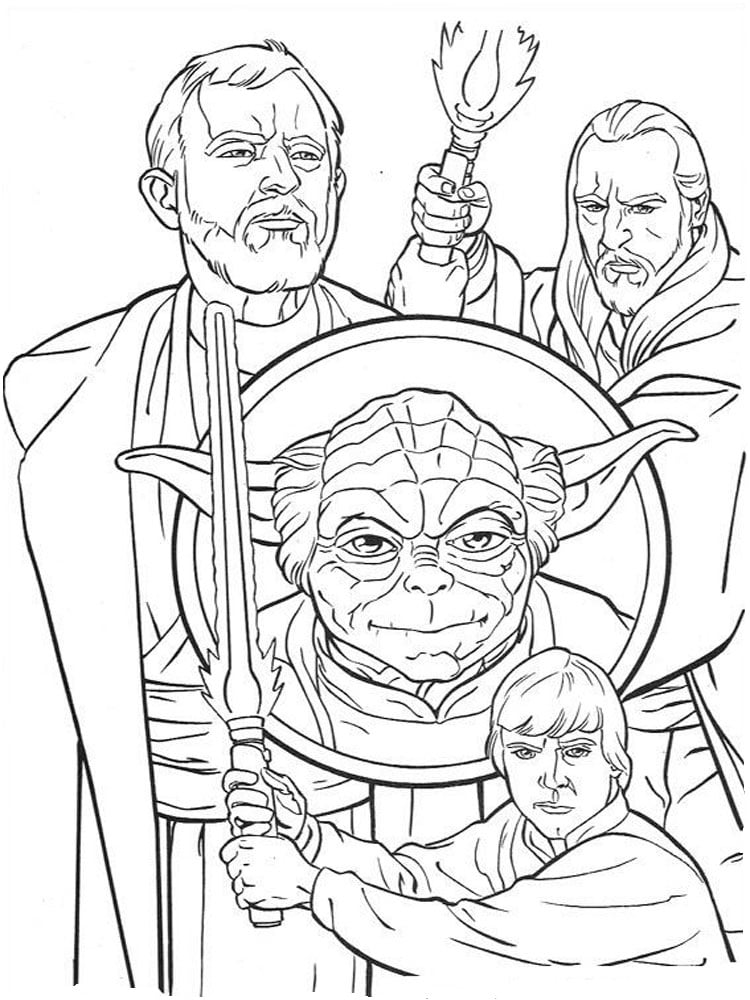 Painting of the heroes of star wars coloring page