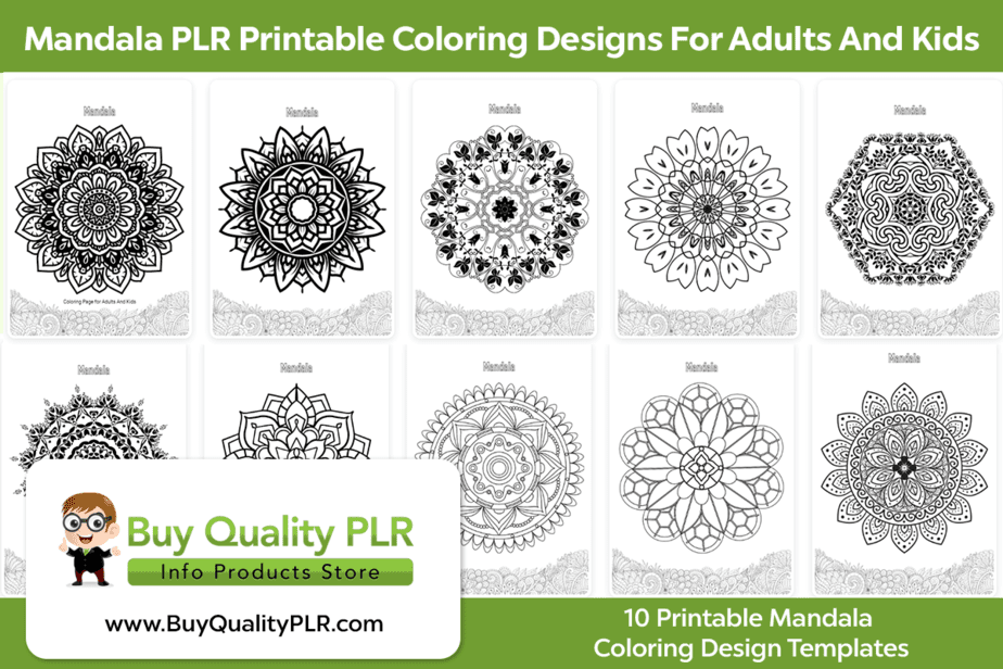 Mandala plr printable coloring designs for adults and kids