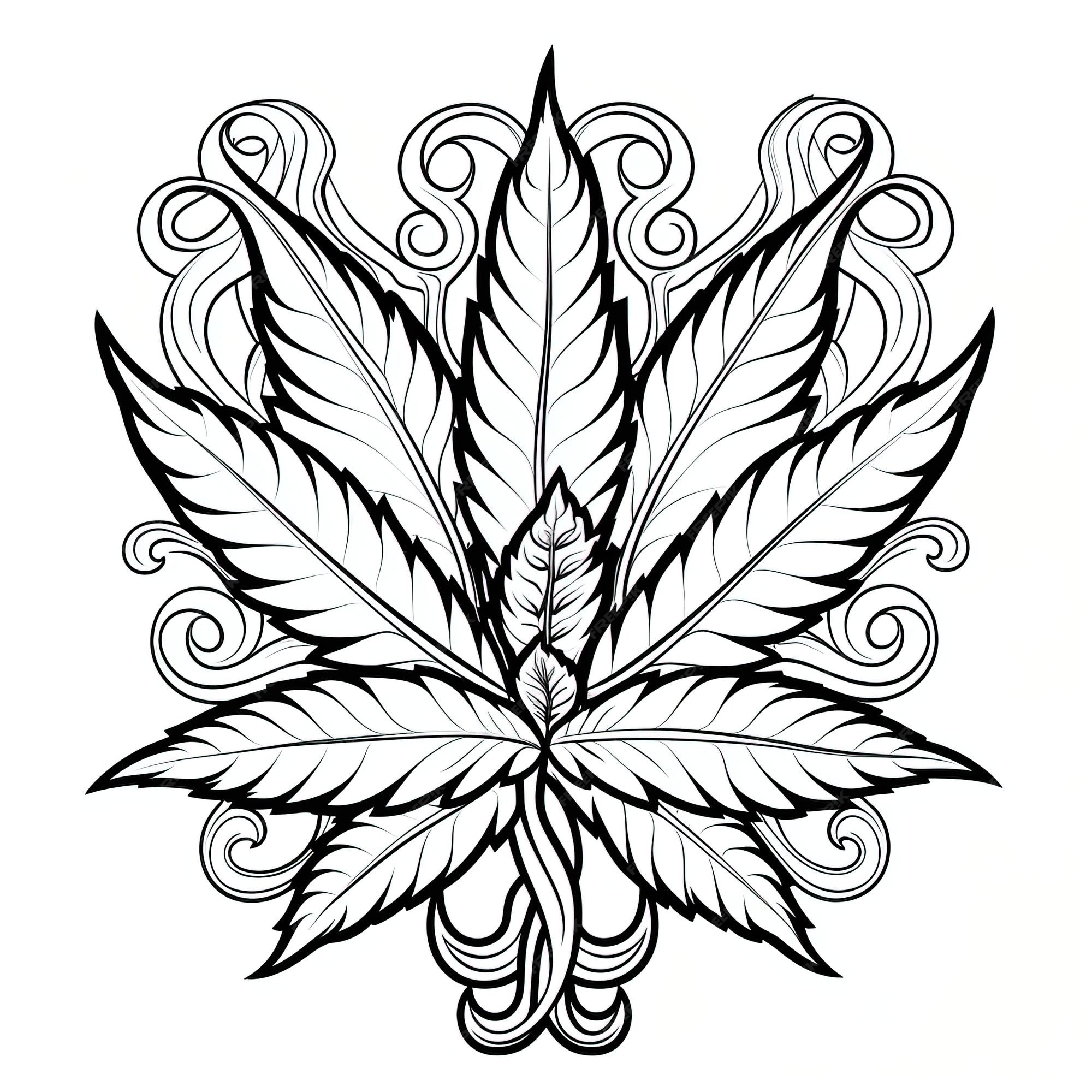 Premium vector marijuana leaf weed smoke for adult coloring book