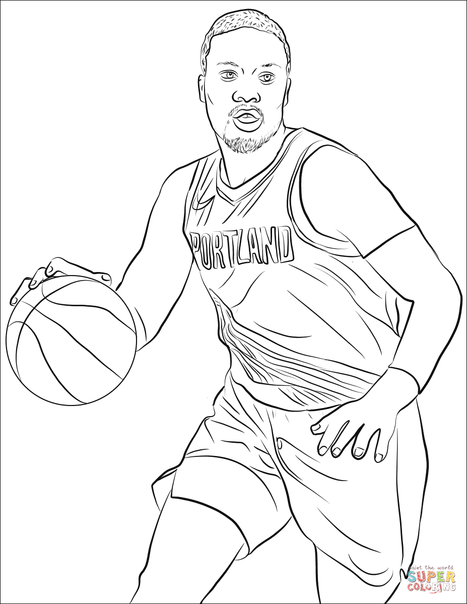 Damian lillard coloring page free printable coloring pages