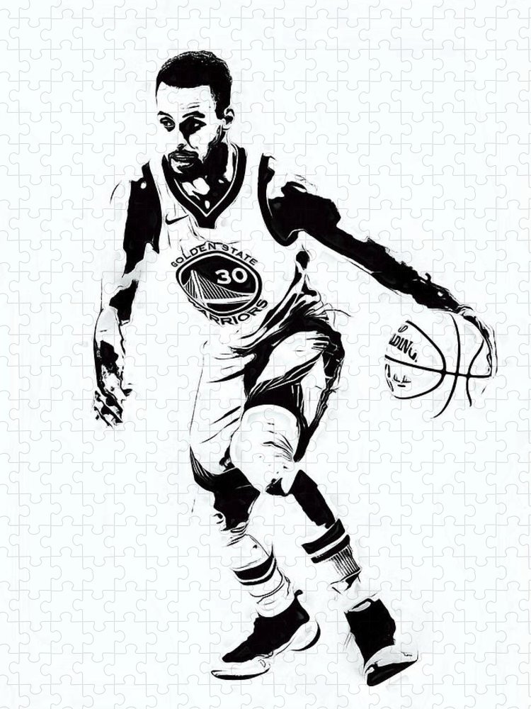 Stephen curry black and white series art jigsaw puzzle by joe hamilton