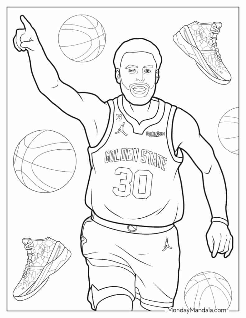 Steph curry coloring pages free pdf printables