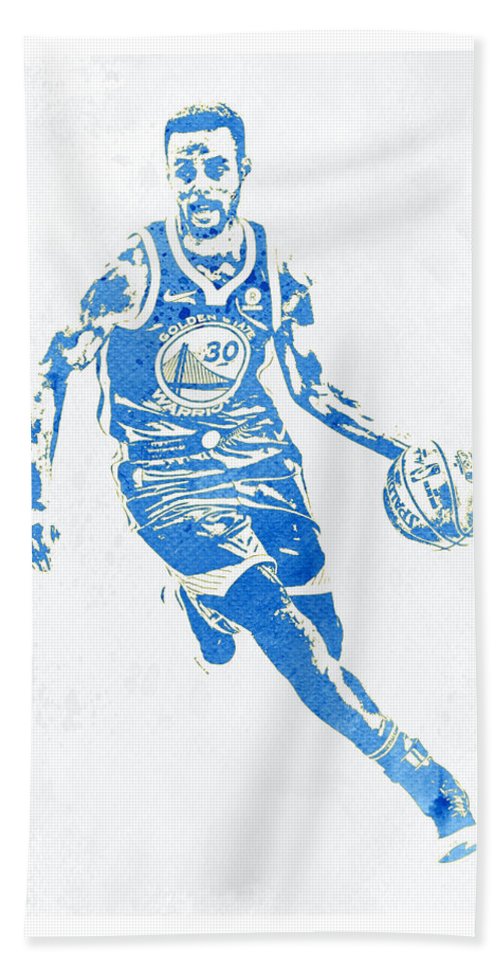 Stephen curry golden state warriors water color pixel art bath sheet by joe hamilton