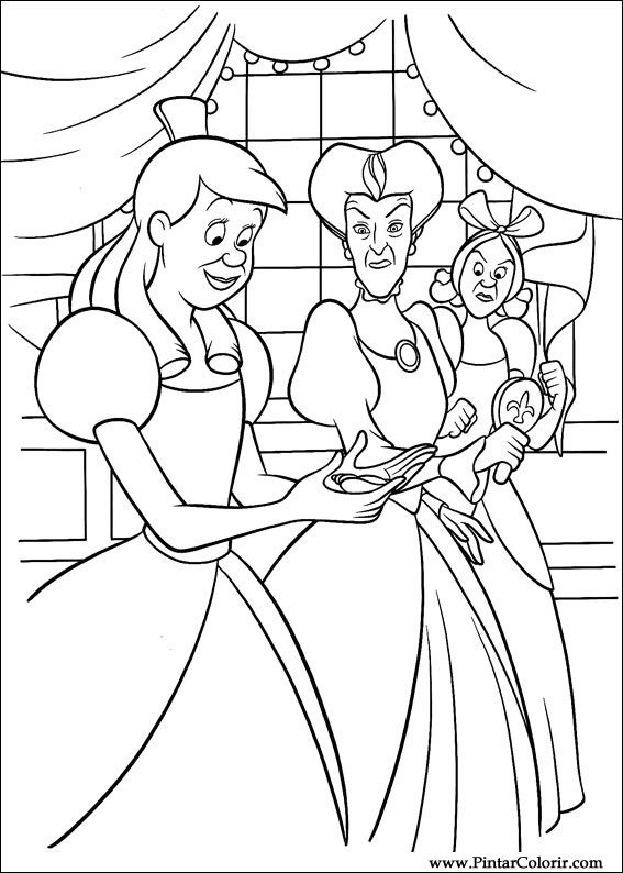 Drawings to paint colour cinderella