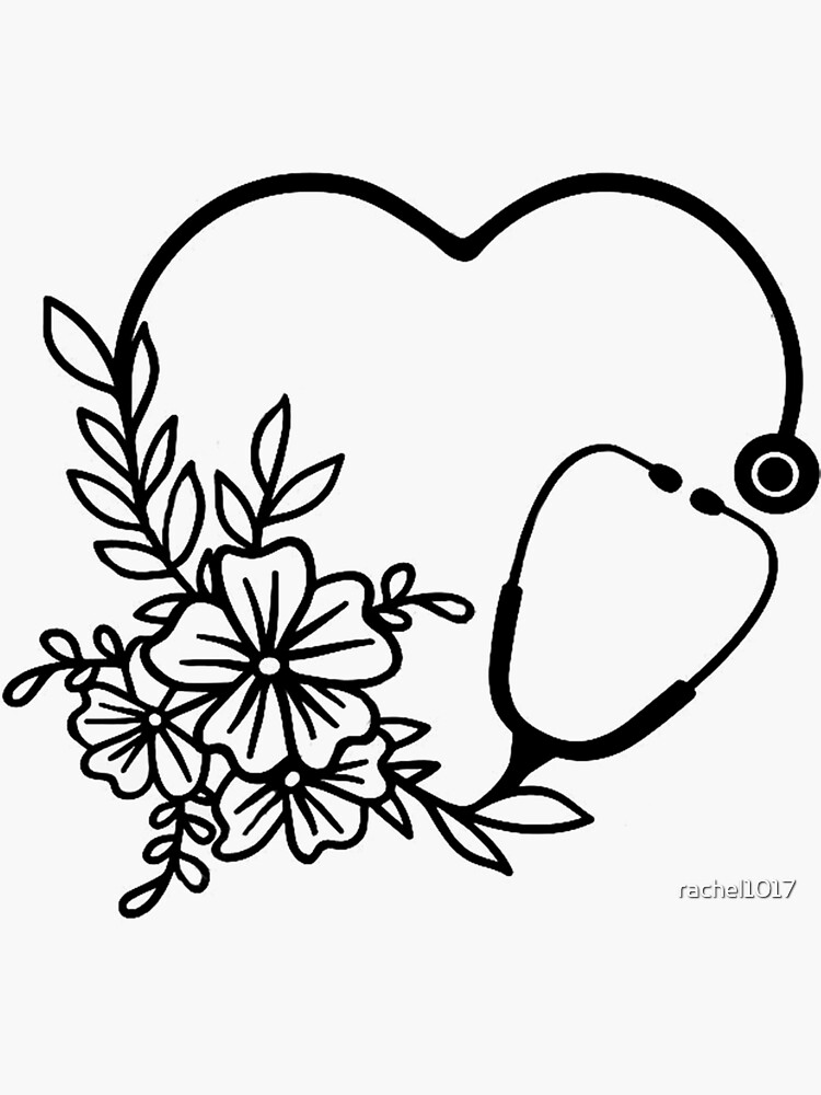 Floral stethoscope sticker for sale by rachel